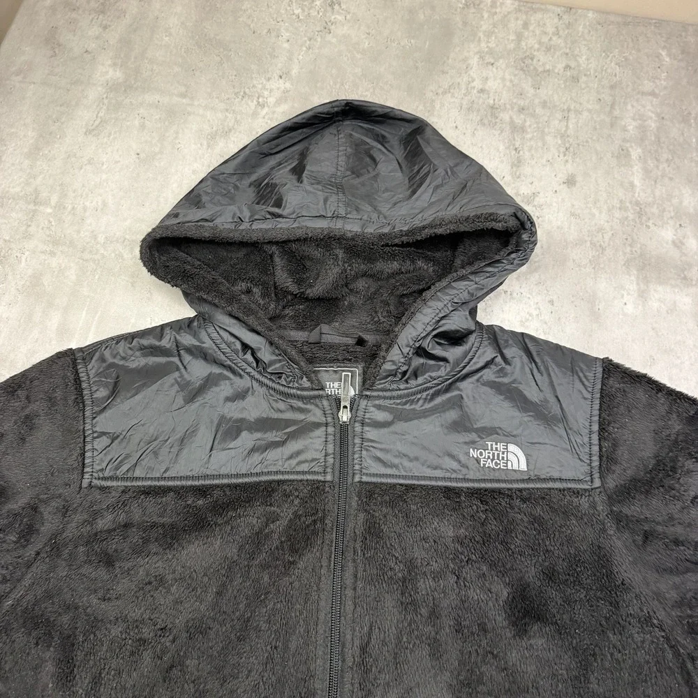 The North Face Osito Black Hooded Full Zip Fleece Jacket Womens XL Hike Cozy